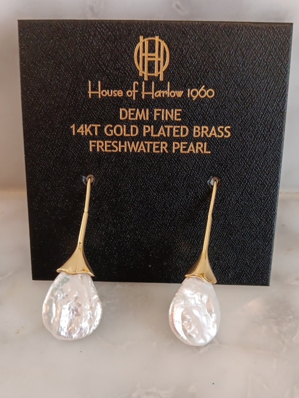 House of Harlow 1960 Demi Fine Freshwater Pearl Drop Earrings 14kt Gold Plated